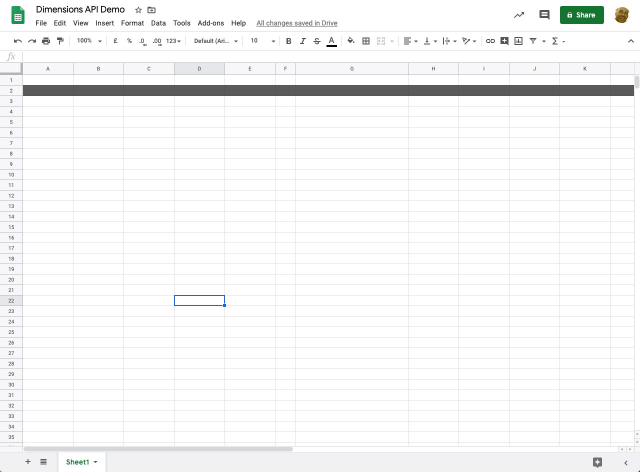 Searching grants data - Dimensions API Connector for Google Sheets